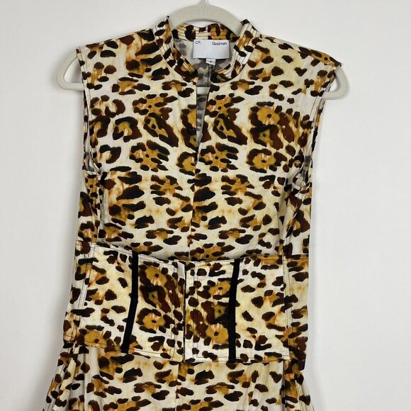 CF Goldman Leopard Corset Midi Dress Womens Size 0 Ruffle Cheetah - Picture 3 of 10